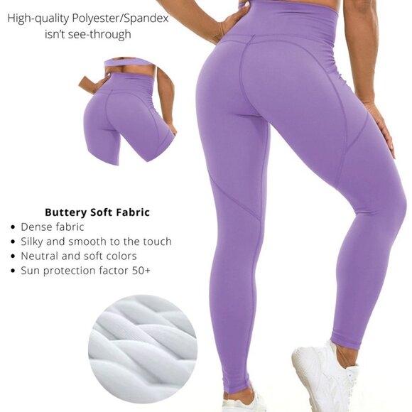High Waisted Leggings for Women - Buttery Soft Pants with Pockets, Workout Yoga - Picture 7 of 7